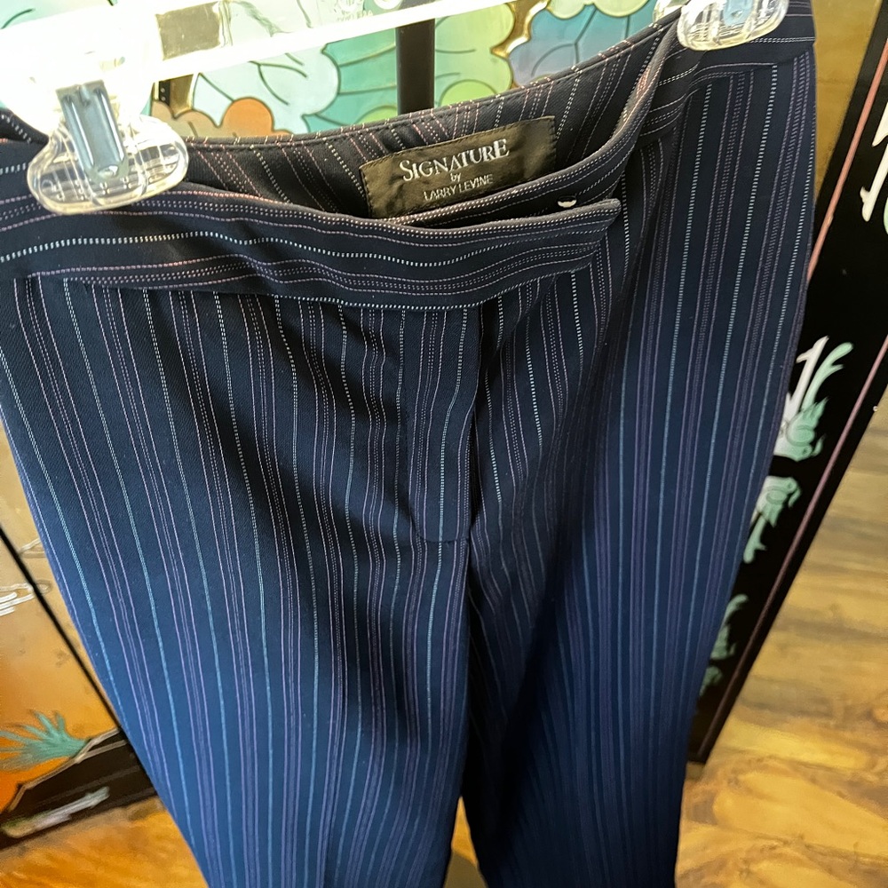Signature Navy and Pink Pinstripe Pants